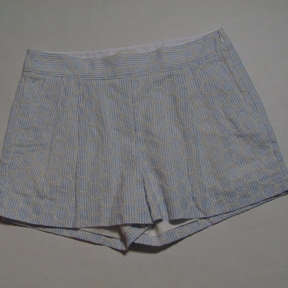 J.Crew  Embroidered Striped Shorts Size 2 Blue New - Picture 1 of 4